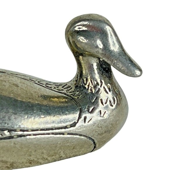 Kirk Pewter Duck Figurine #751 Miniature 1 3/4” x 1” Swimming Fowl Bird Vintage - Picture 2 of 7